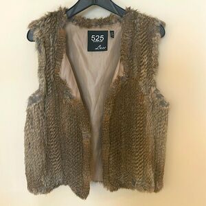 Brown/tan Rabbit fur vest by 525 America luxe size medium